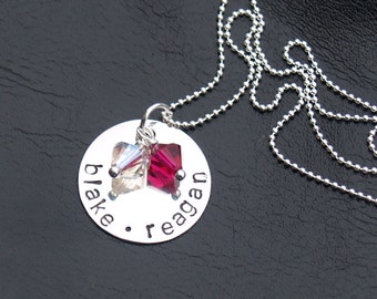 Hand Stamped Birthstone Necklace