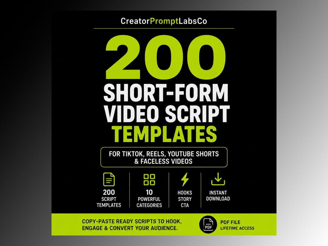 Reels Script Examples 200 Short-form Video Script Templates for Tiktok, Reels & Youtube ...
