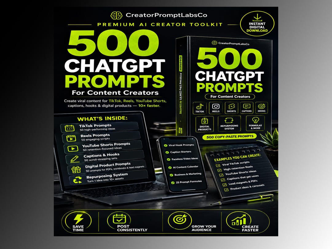 500 Chatgpt Prompts for Content Creators | AI Prompt Pack for Tiktok ...