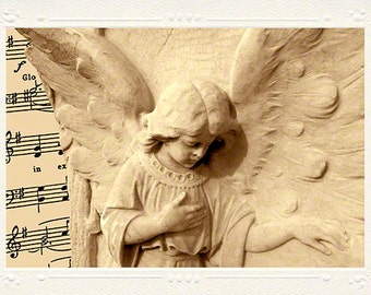 Angel Wings Marble Child Statue handmade photo note card