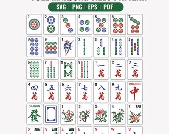 SVG-Bundle „Amerikanisches Mahjong“, Mahjong-Steine (SVG), Mahjong-Cliparts für Cricut, Mahjong-Muster (SVG), Lasergravur-Schnittdateien