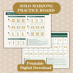Mahjong Practice Board Printable, Mahj for One Solo Play Board, American Mahjong Training Mat, Digital PDF Game Board