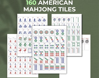 Printable American Mahjong Tiles SVG Bundle, Mahjong Tile Clipart, Cricut Cut Files, PDF Printable Tiles, Mahjong Game DIY, Instant Download