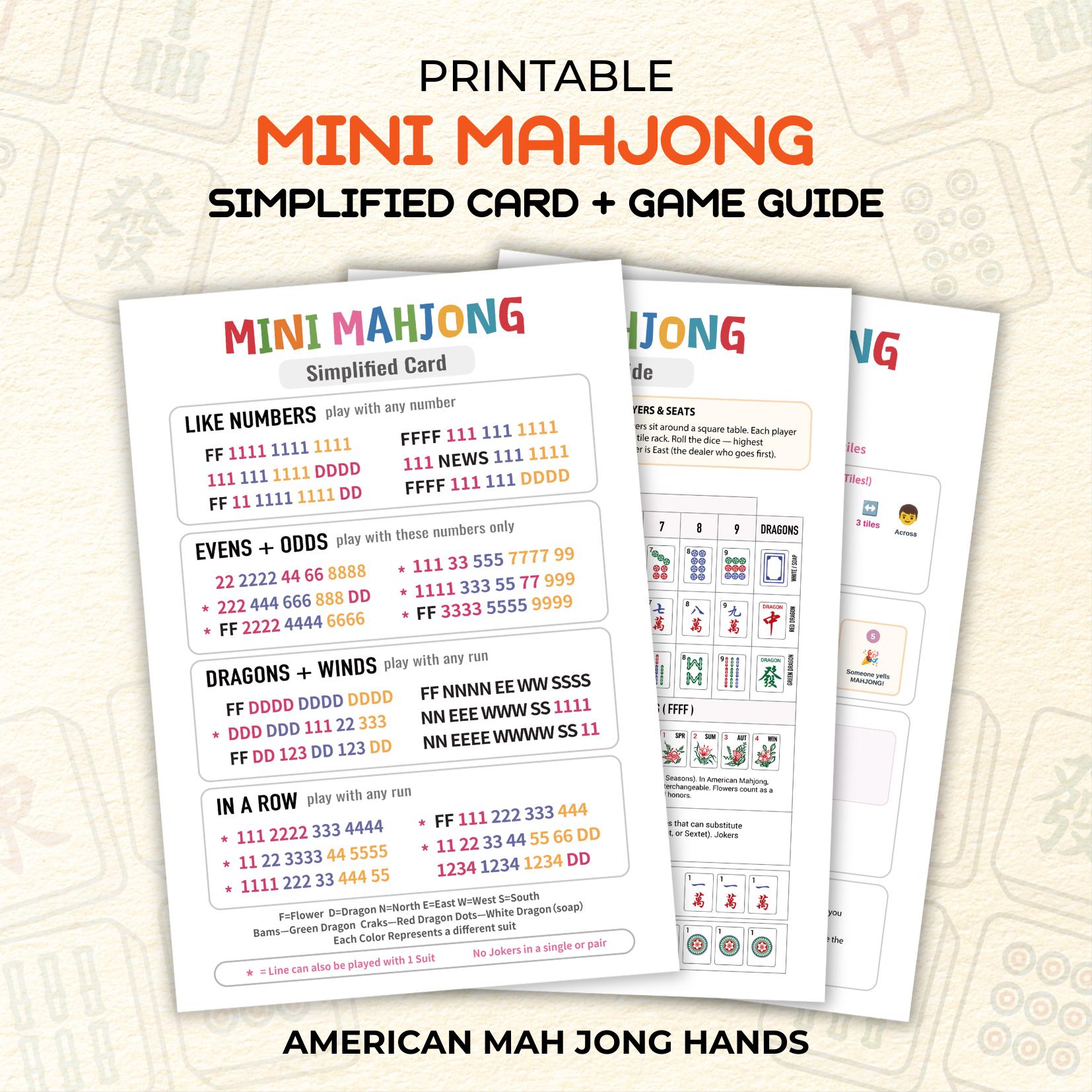 Mahjong Rules.pdf Kids Mahjong Guide and Simplified Card, American Mahjong for Kids, Mini ...