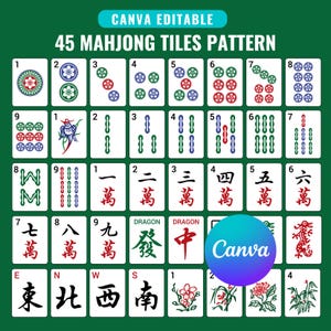 Canva Editable Mahjong Bundle, Canva Mahjong Pattern, American Mahjong Tile Canva Clipart, Mahjong Graphics, American Mahjong Design