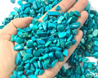 Turquoise - Dyed 8-12mm - Gemstone Undrilled Tumbled Gem Raw Shiny Stones (1/2 pound) - Free Domestic Shipping