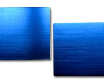 Blue Anodized Aluminum Blanks - 3.5&quot; square - Rounded Corners - 26 Gauge - Double Sided Metal Sheet - Etching Engraving Jewelry Stamping DIY