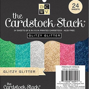 Glitzy Glitter Specialty Paper - 6 in x 6 in sheets - 24 sheets per pack