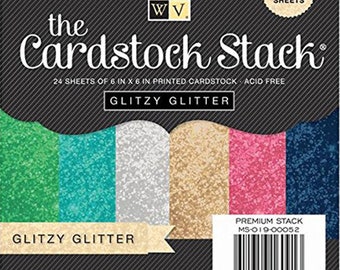 Glitzy Glitter Specialty Paper - 6 in x 6 in sheets - 24 sheets per pack