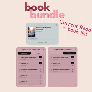 Book Widget Current read + interactive book list | fully customizable | OBS Widget Bundle | Stream Overlay | Instant Download | clean design