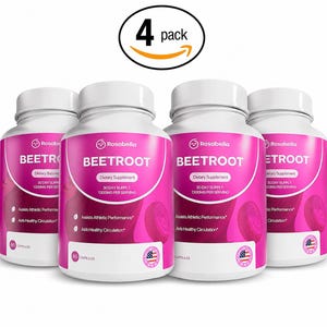 Suplemento de Beterraba Rosabella, Pacote com 4 | 1300mg | Suporte à Circulação e Desempenho | 60 Cápsulas