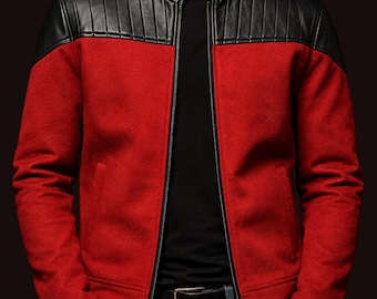 Handmade Star Trek Captain Picard Inspired Red Jacket - Next Generation Sci-Fi  Costume
