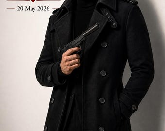 007 First Light Trench Coat | James Bond Inspired Handmade Wool Double Breasted Overcoat | Spy Style Long Mens Winter Coat