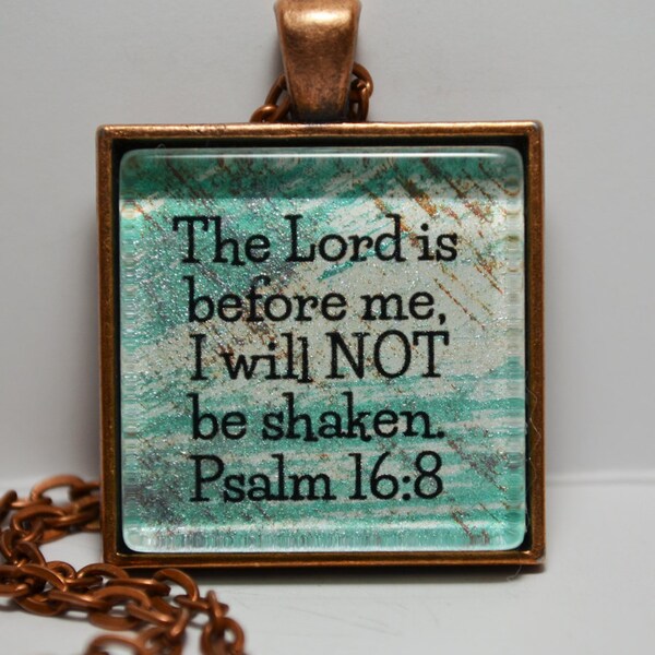 Psalm 16:8 I will NOT be Shaken Scripture Necklace Christian Jewelry Sobriety Necklace C L Murphy Creative CLMurphyCreative