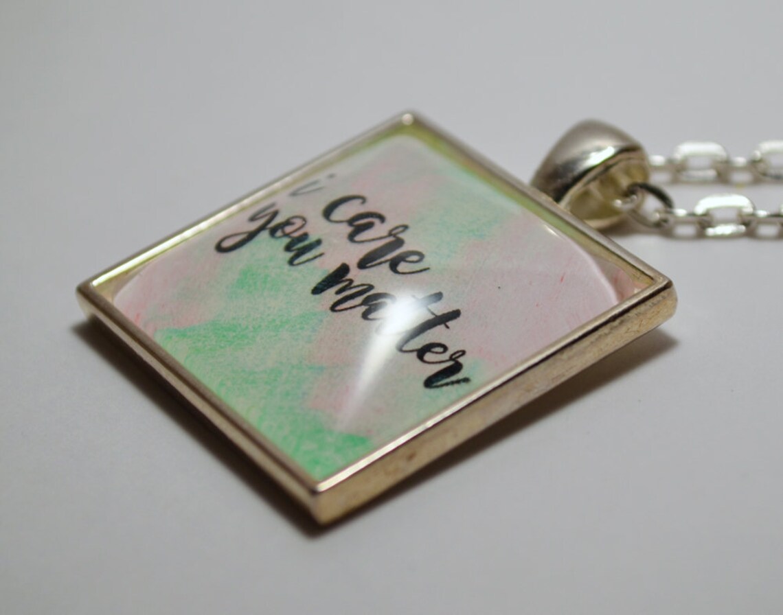 I Care You Matter Pendant Necklace Counselor Nurse Social Etsy