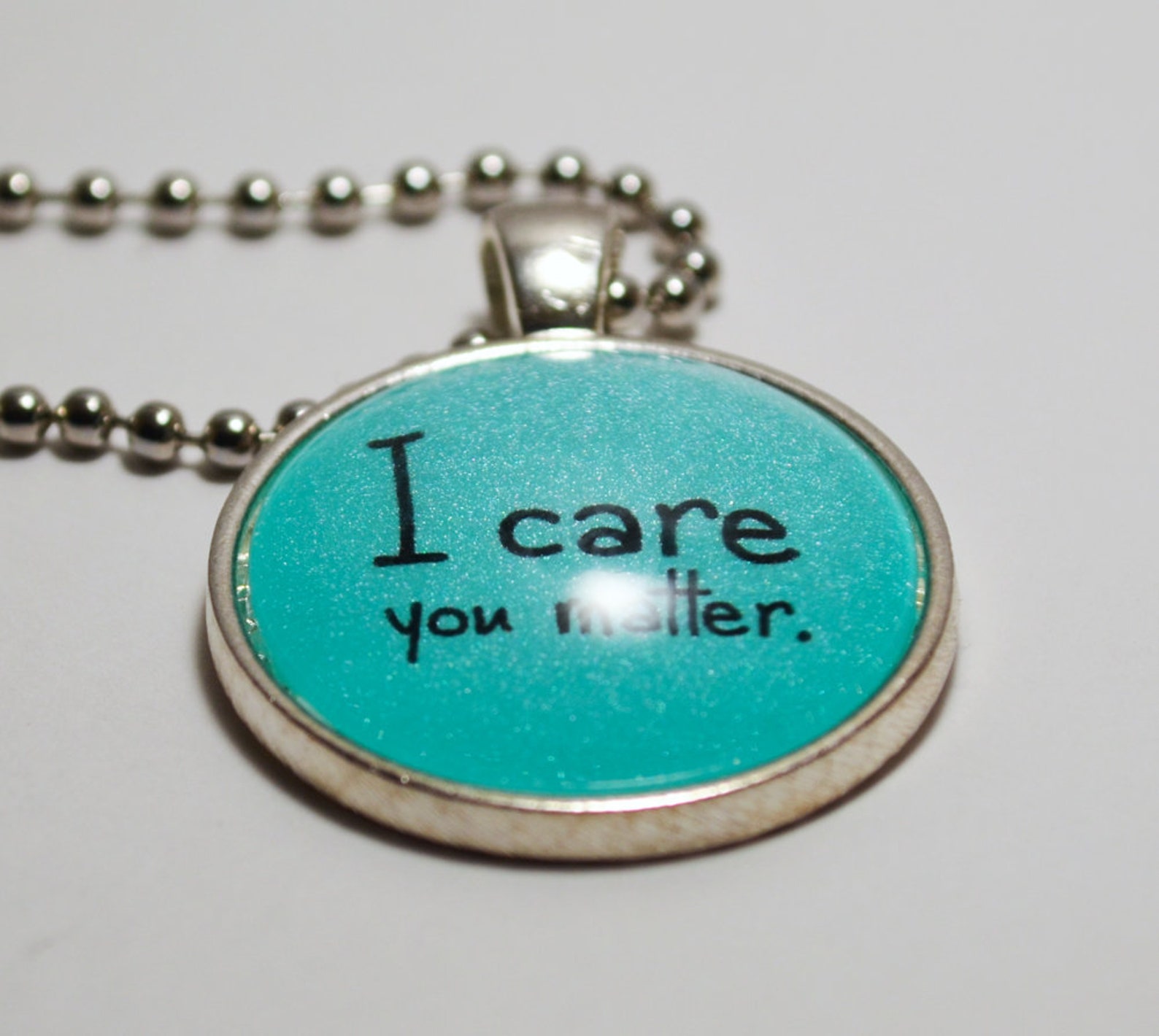 I Care You Matter Pendant Necklace C L Murphy Creative Etsy