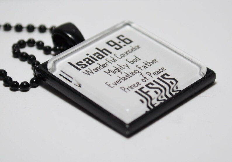 Isaiah 9:6 Wonderful Counselor Mighty God Everlasting Father Prince of Peace Jesus Scripture Necklace C L Murphy Creative CLMurphyCreative