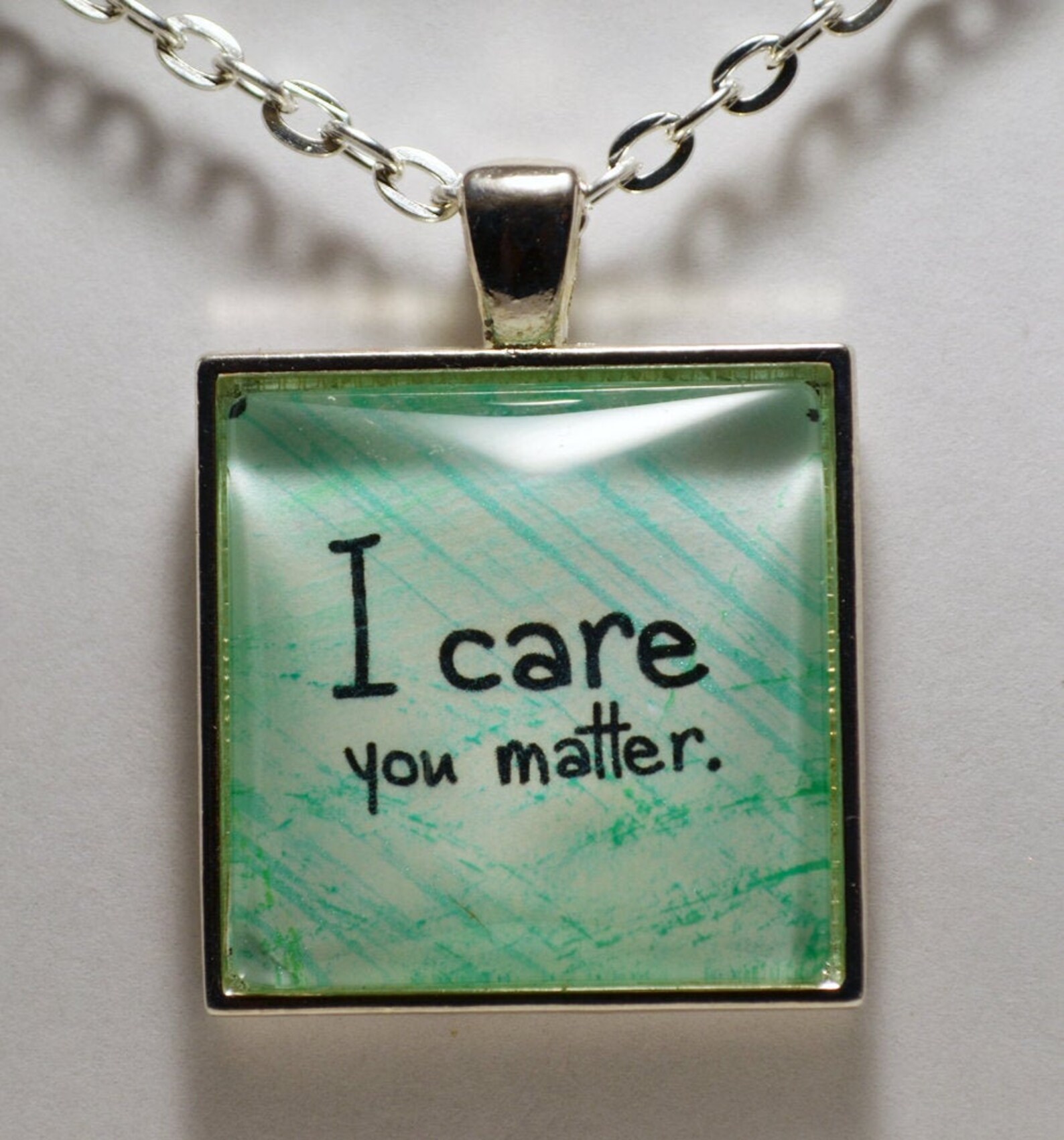 I Care You Matter Pendant Necklace Counselor Necklace Nurse Etsy