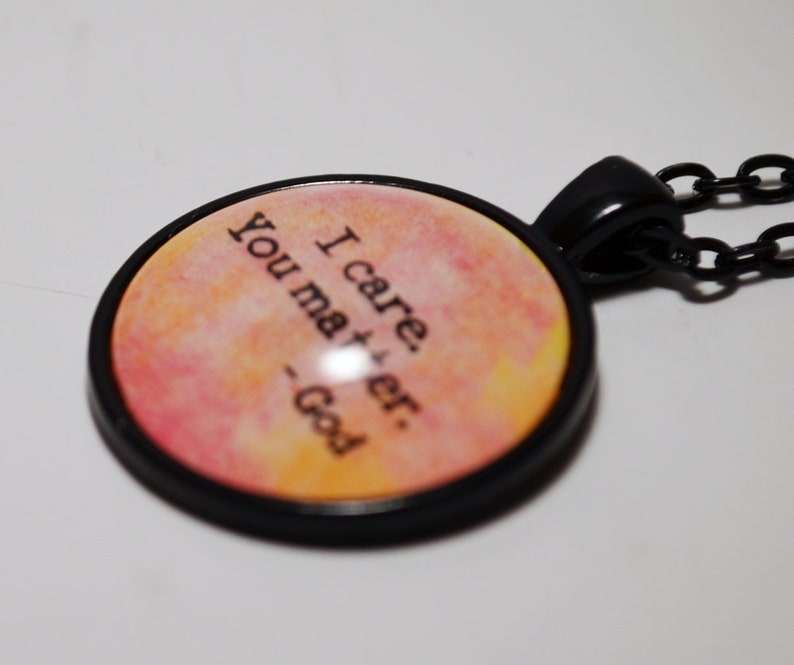CLOSING SHOP SALE I Care You Matter God Pendant Necklace C L Murphy Creative CLMurphyCreative