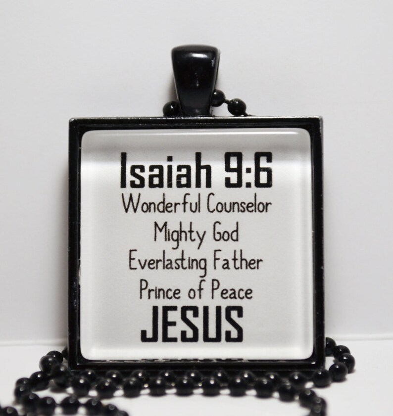 Isaiah 9:6 Wonderful Counselor Mighty God Everlasting Father Prince of Peace Jesus Scripture Necklace C L Murphy Creative CLMurphyCreative