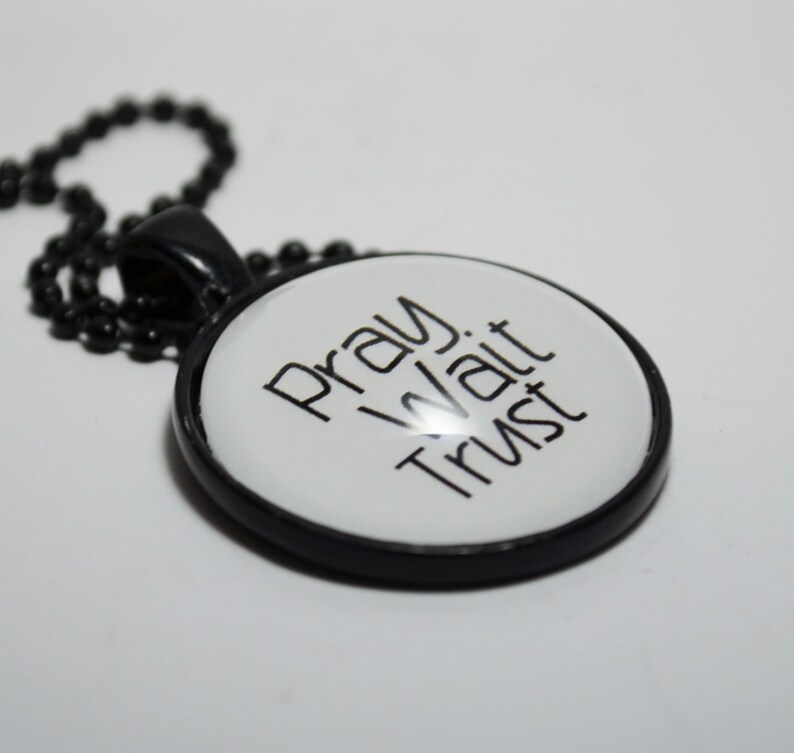Pray Wait Trust Pendant Necklace Sobriety Recovery Jewelry Etsy