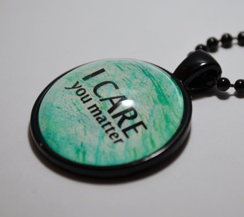 I Care You Matter Pendant Necklace Counselor Necklace Nurse Etsy