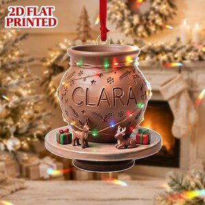 Personalized Pottery Christmas Ornament, Custom Potter Gift, Ceramic Artist Holiday Keepsake, Clay Lover Christmas Decor