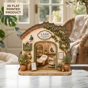 Lash Studio Wooden Block, Beauty Salon Decor, Esthetician Gift, Spa Shelf Sign, 2D Flat Printed Table Decor