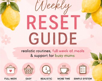 Wekelijkse gids voor het bereiden van maaltijden voor het hele gezin | Realistische routines | Boodschappenlijstje | Digitale download