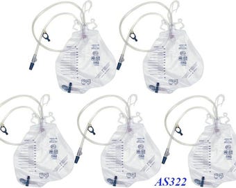 Urinary Drain Bag AMSure Anti-Reflux Valve Sterile 2,000 mL Vinyl 5 and 20 bags