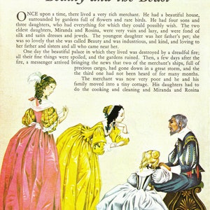 Beauty and the Beast / Hansel and Gretel - Vintage Illustration Storybook Print - Deans A Book of Fairy Tales - Paper Ephemera