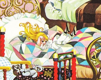 Riccioli d'oro e i tre orsi - Vintage Illustrazione Storybook Stampa - Deans A Book of Fairy Tales - Carta Ephemera