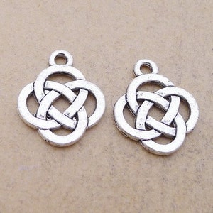 10 Antique Silver Celtic Knot Pagan Charms Double Sided 15x15mm - US SELLER
