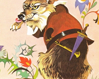 I tre porcellini - Vintage Illustrazione Nizza stampa - Decani Un Libro di Fiabe - Carta Ephemera