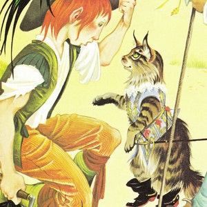 Puss in Boots - Vintage Illustration Storybook Print - Deans A Book of Fairy Tales - Paper Ephemera