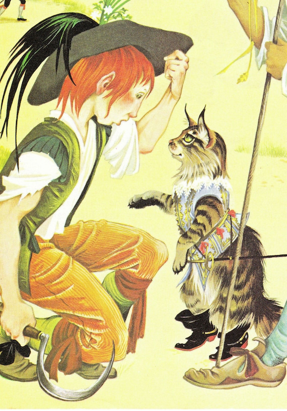 Puss in Boots - Vintage Illustration Storybook Print - Deans