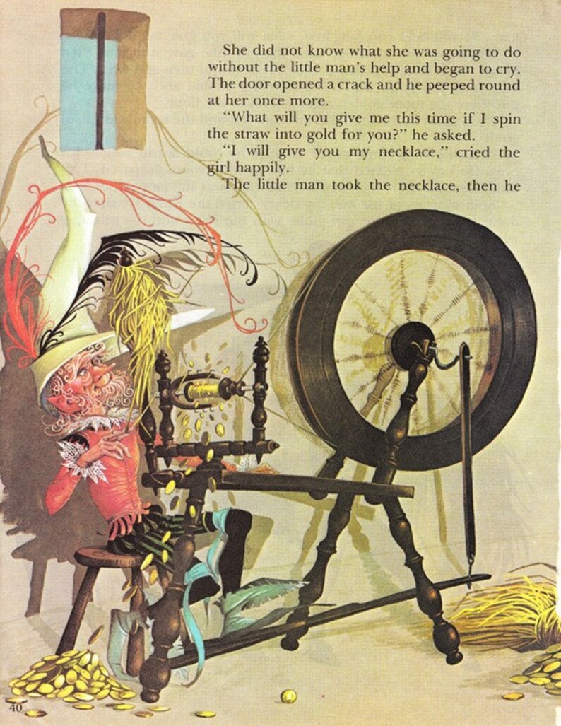 Rumpelstiltskin Vintage Illustration Storybook Print Dean's A Book of