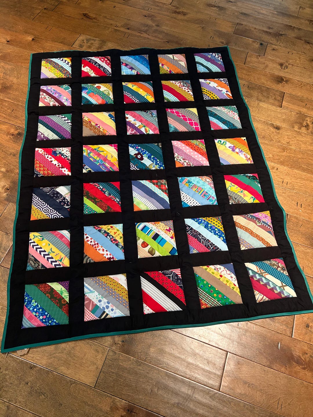 Handmade Black and Rainbow Patchwork Lap/baby Quilt - Etsy