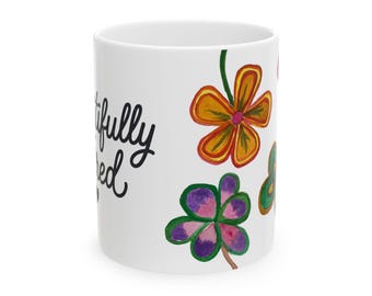 Floral Artwork Ceramic Mug | Neurodivergent Gift, ADHD Autism Coffee Cup