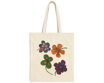 Double-Sided Canvas Tote Bag | Colorful Floral Art, Neurodiversity Message