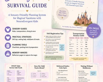 Neurospicy Disney World Survival Guide | Disney Planungsarbeitsbuch für Autismus- und ADHS-Familien | Sensorisch-freundlicher Disney Urlaubsplaner PDF