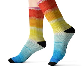 Pride Crew Socken | Neurodianer Pride, ADHD Autismus Bewusstsein, bunte Streifen
