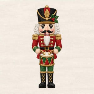 Christmas Nutcracker Embroidery Design, Drummer Soldier Holiday Machine Embroidery File
