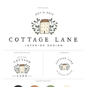 Branding Kit, Premade Branding Package, Hand Drawn Cottage Branding set, Home Decor Branding, Farmhouse Logo, Interior Design Logo bp100
