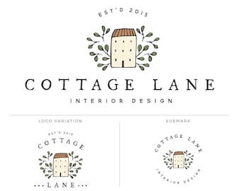 Branding Kit, Premade Branding Package, Hand Drawn Cottage Branding set, Home Decor Branding, Farmhouse Logo, Interior Design Logo bp100