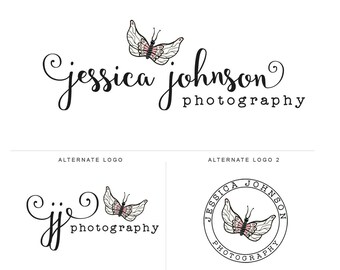Mini Branding Package, Photography Logo and Watermark, Premade Marketing Kit, Butterfly Photography Logo and Watermark, Logo Set 093