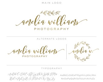 Gold Mini Branding Package, Photography Logo and Watermark, Premade Marketing Kit bp67