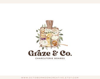 Charcuterie Logo, Cheese Board Logo, Catering Logo, Event Planning Logo, Restaurant Logo, Food Blog Logo,  Recipe Blog Logo 601