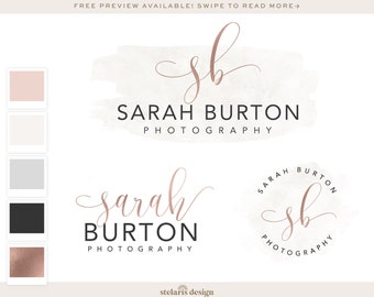 Branding Package, Premade Marketing Kit, Branding set, Business branding, Photography logo and watermark, Rose Gold logo bp89