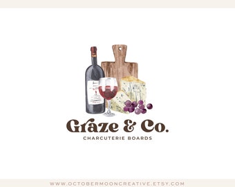 Charcuterie Logo, Cheese Board Logo, Wine &  Cheese Logo, Event Planning Logo, Catering Logo, Food Blog Logo,  Recipe Blog Logo 602